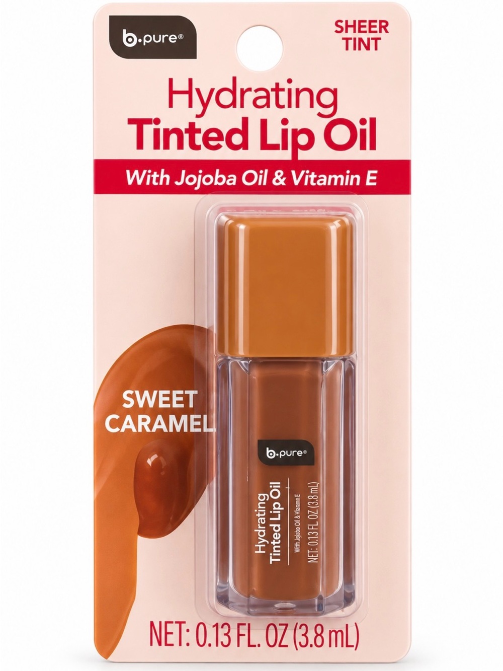b.pure Hydrating Tinted Lip Oil - Sweet Caramel